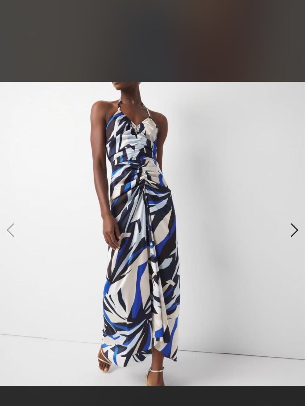 Abstract Blue Halter Maxi Dress